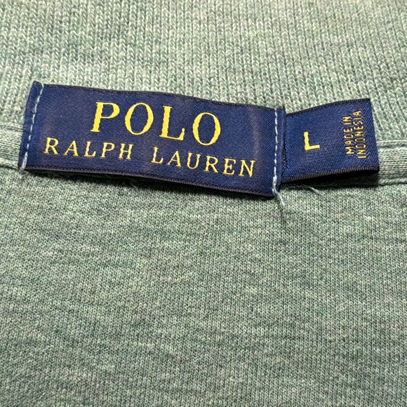 Polo Ralph Lauren Men Sweater L 100% Cotton 1/4 Zipper Green - Picture 4 of 6